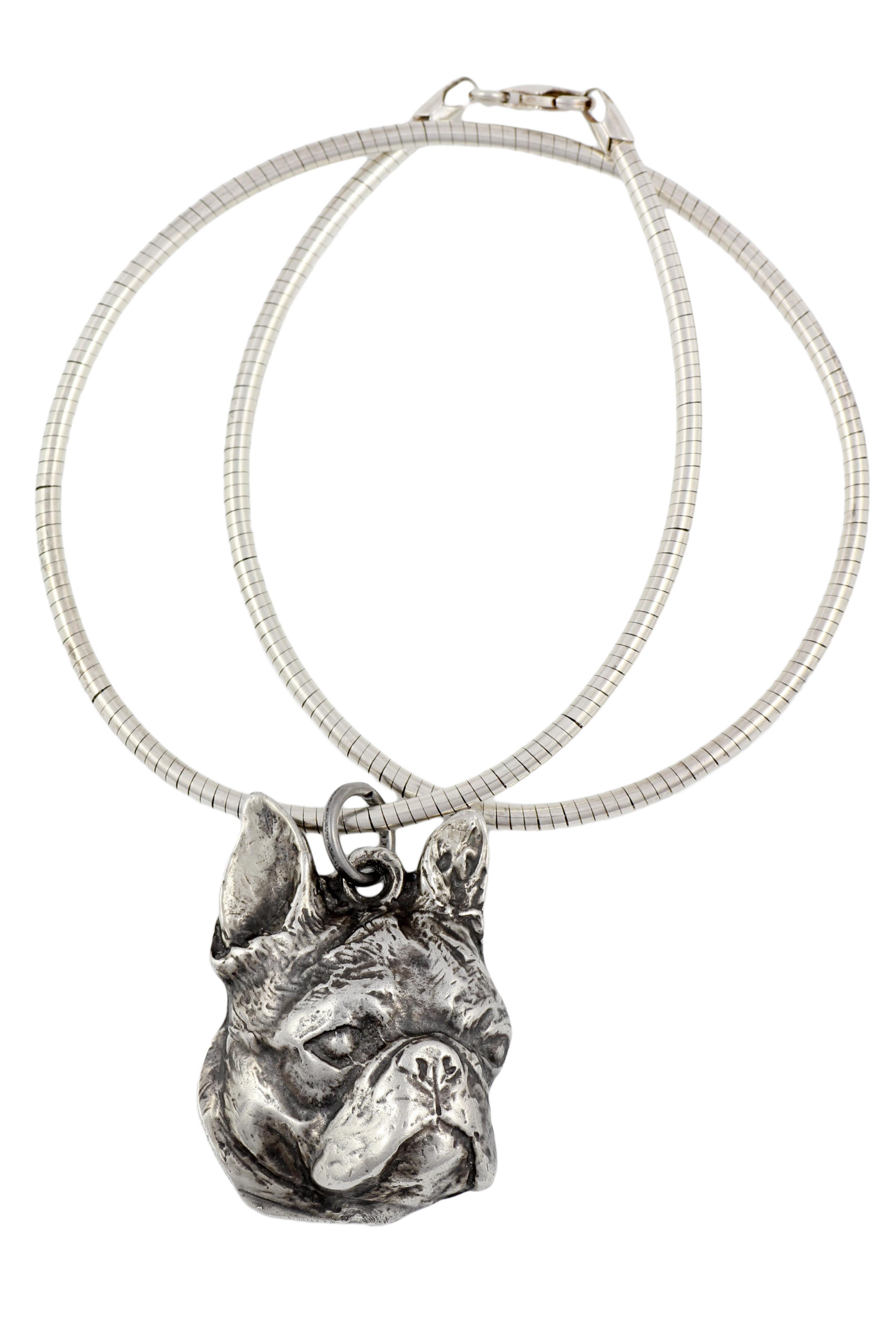 

Boston Terrier, American Gentleman - Dog necklace, unique jewellery for the dog fan, unique adder pendant by Art-Dog brand срібний