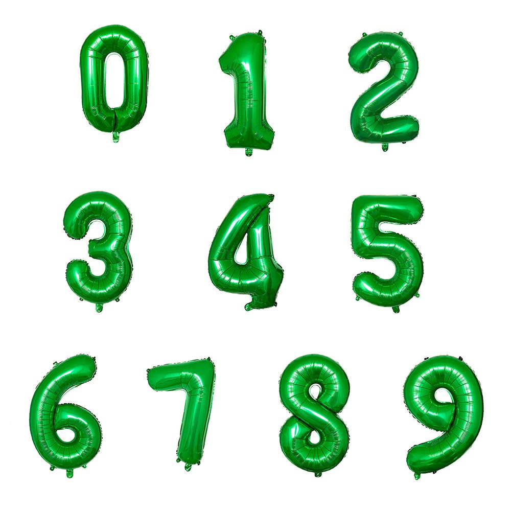 32inch Green Number Balloon Digital 0 1 2 3 4 5 6 7 8 9 Aluminum Foil Ballon for Kids Birthday Party Decoration Safari Wild One