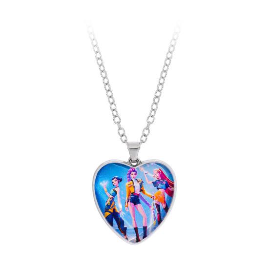Korea Pop Necklace Heart Pendant Necklace Anime Movie Hunters Necklace Jewelry Gift for Teens Boys Girls Fans