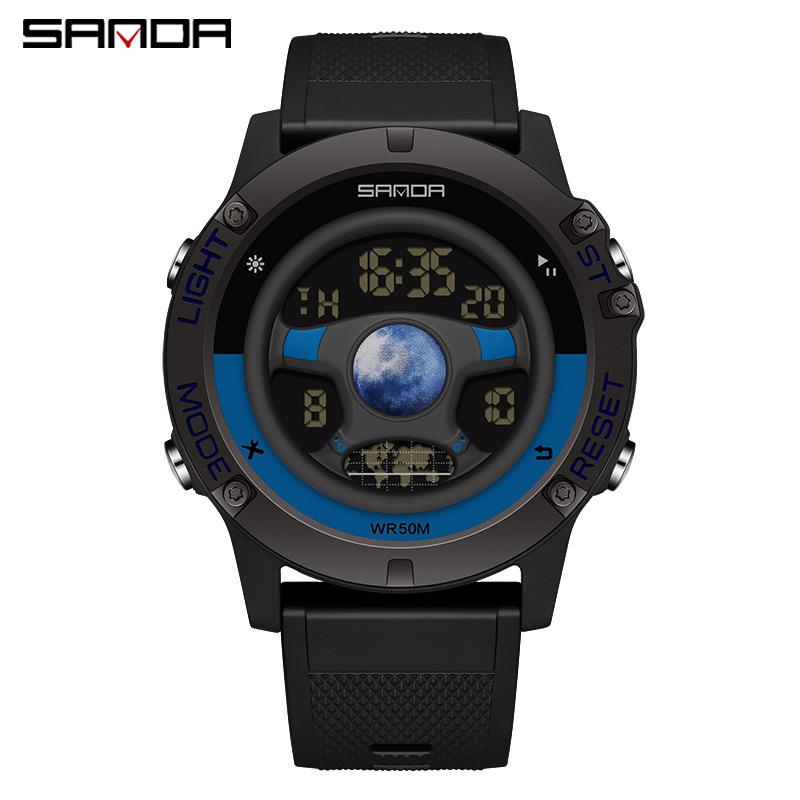 Sanda Teen Multifunctional Sports Watch: Waterproof Mountain Climbing & Alarm Clock with Electronic Display.