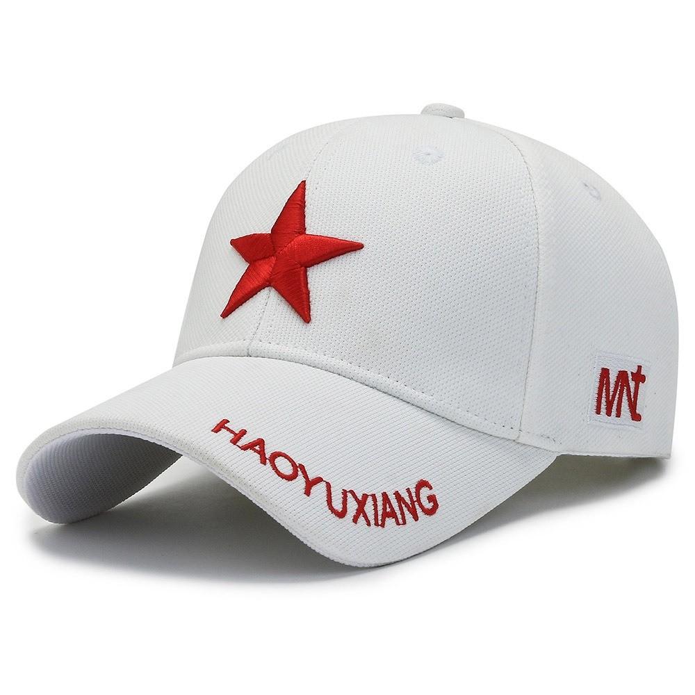 Spring Autumn Cotton Baseball Cap With Embroidered Star Pattern For Outdoor Sun Protection