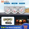 3-in-1 Dreifach-Anzeige 52mm Spannung + Wassertemperatur + Öldruck Chrom-Blende 3-in-1 Kit Messgerät Mechanisches Instrument Für Autos Anzeige