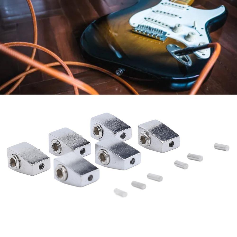 6PCS Black/Silver Guitar String Locking Nut Headless Electric Guitar Parts Electric Guitar