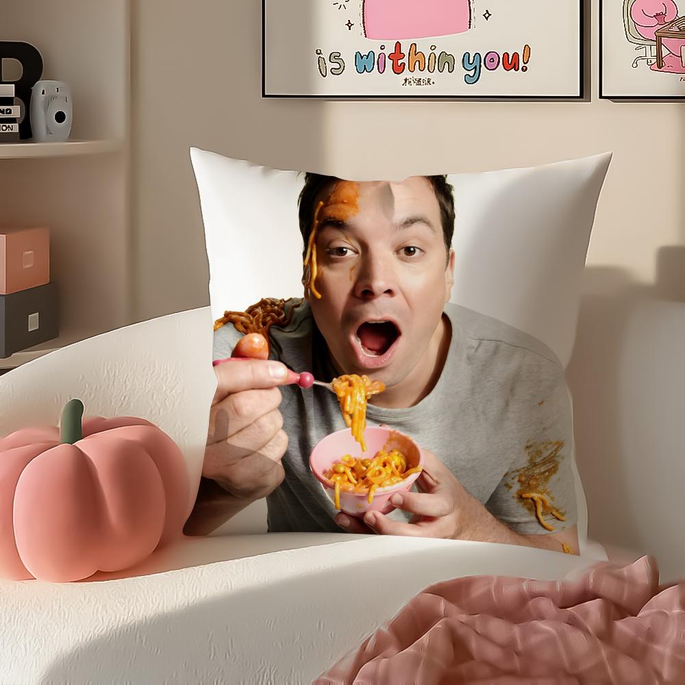 JJimmy FFallon Meme Cushion Cover Pillowcase Short Plush Invisible Zipper Room Sofa Cushion Cover