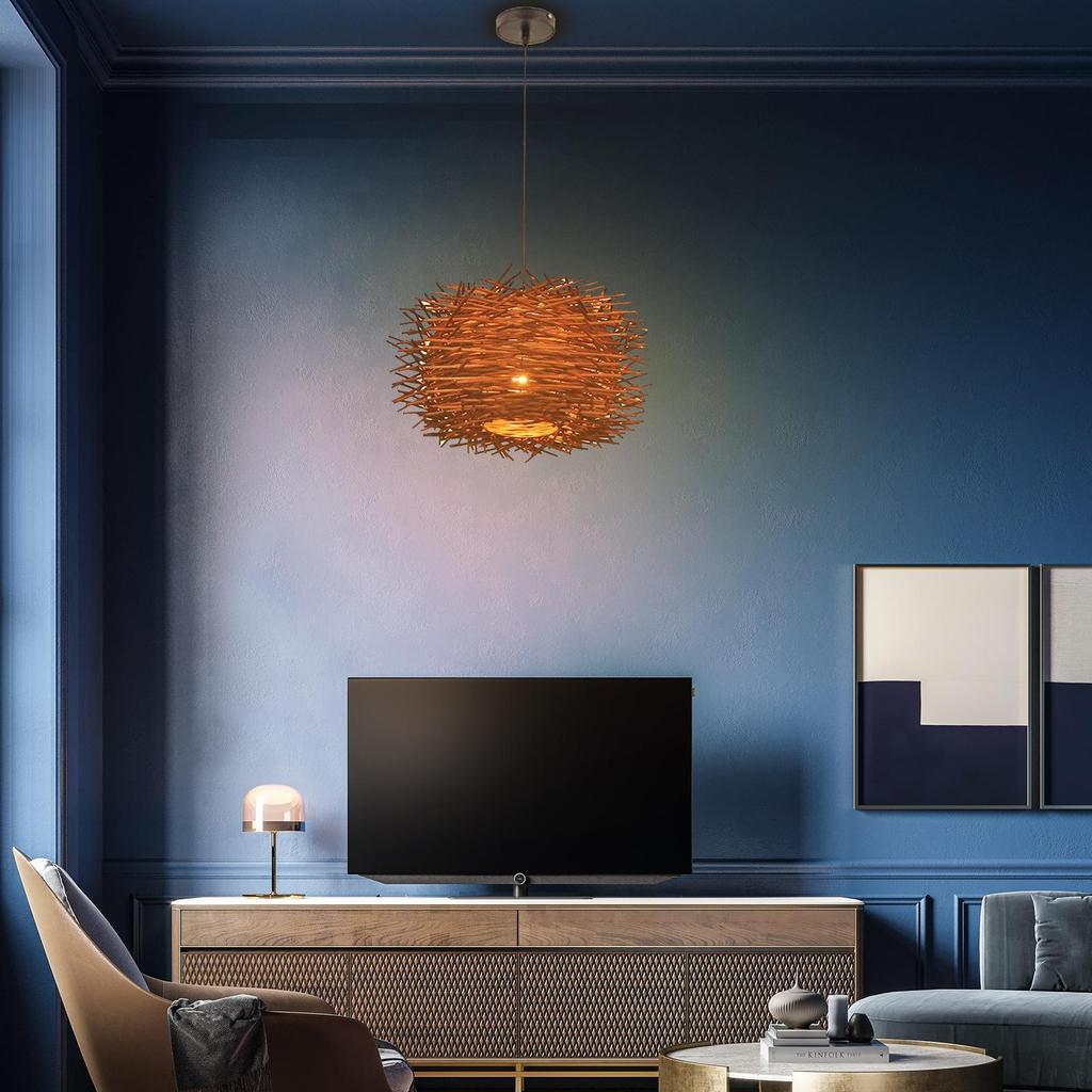 Elegant Rattan Ceiling Pendant Light Fixtures Bird Nest Chandeliers