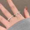 2 Pcs/Set Y2K Cute Bow Ribbon Rings for Women Girl Sweet Cute Geometric Bow Opening Adjustable Rings Wedding Party Jewelry Gifts