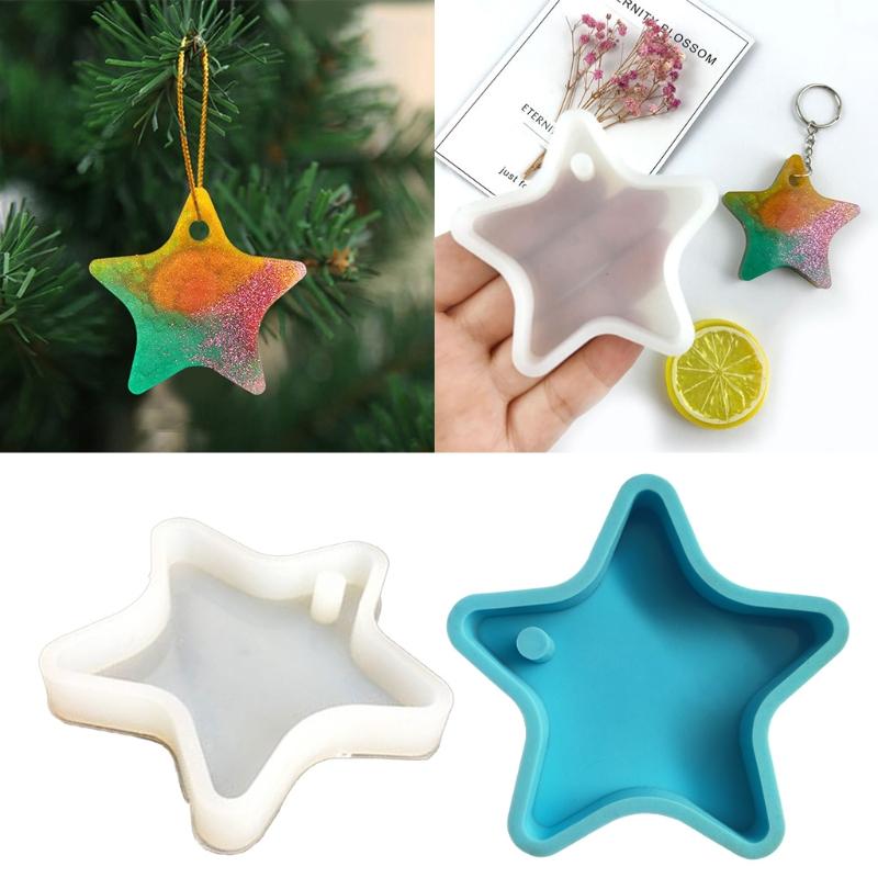 Handmade Glossy for Key Chain Decoration Resin Mold Shiny Star Shape Keychain Resin Mold DIY Crafts Pendant Silicone Mou