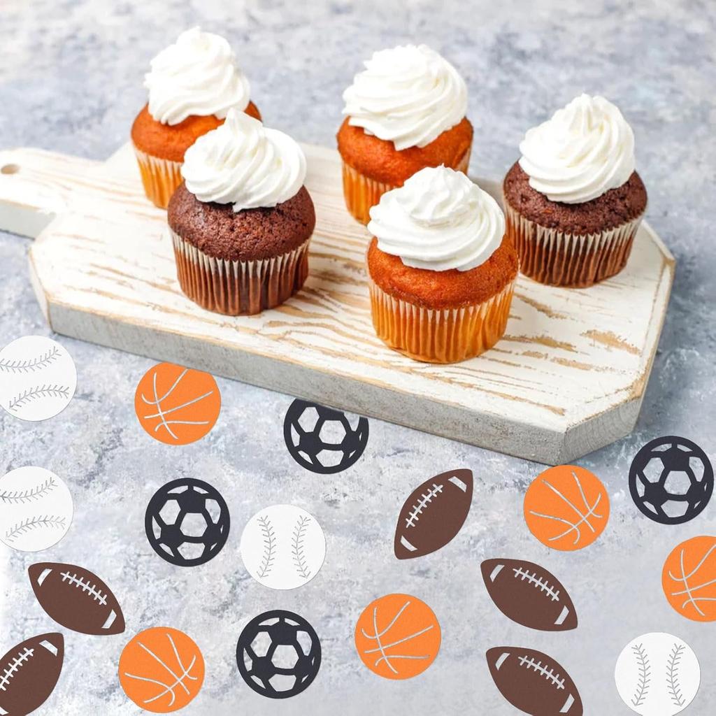 100PCS Sports Theme Confetti Baseball Rugby Soccer Basketball Table Confetti for Boy Girl Happy Birthday Sports Party Ball Game Sports Theme Party