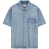 Calvin Klein Linen Blend American Style Retro Light Color Short Sleeve Denim Shirt Men Shirts 4RF906G