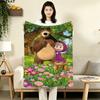 Cartoon Masha Bear Print Flannel Blanket High Quality Warm Comfortable Cover for All Seasons Perfect for Gifts Home Decor