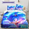 Sonic the Hedgehog Pattern Bedding Quilt Set Home Decoration Gift (1 * Duvet Cover + 2 * Pillowcase Without Core)