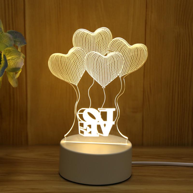 USB 3D LED Nachtlicht Tischlampe für Zuhause Schlafzimmer Dekor warmes Licht