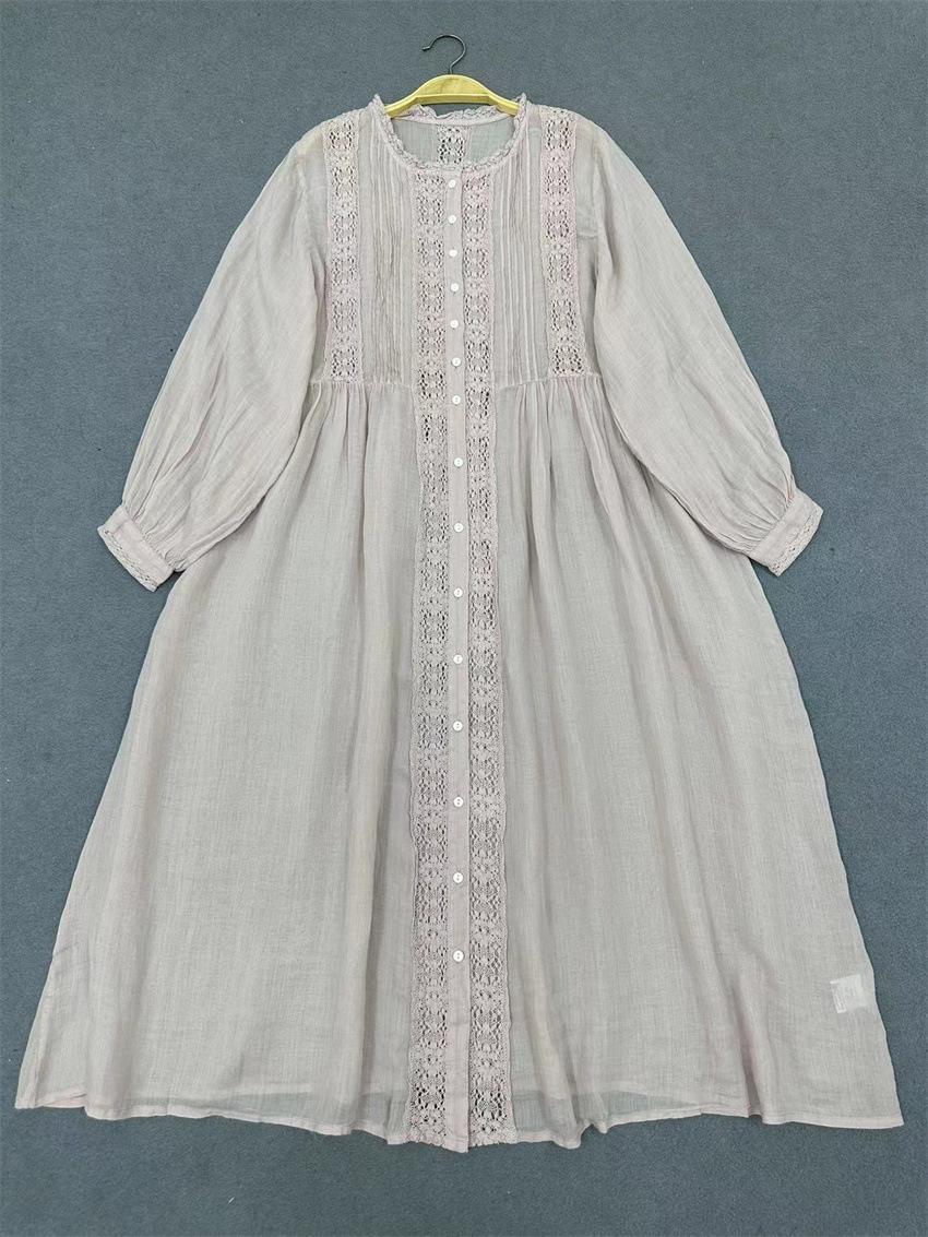 

Johnature Лето японское женское свободное платье Mori женское винтажное повседневное тонкое простое женское платье One Size розовый