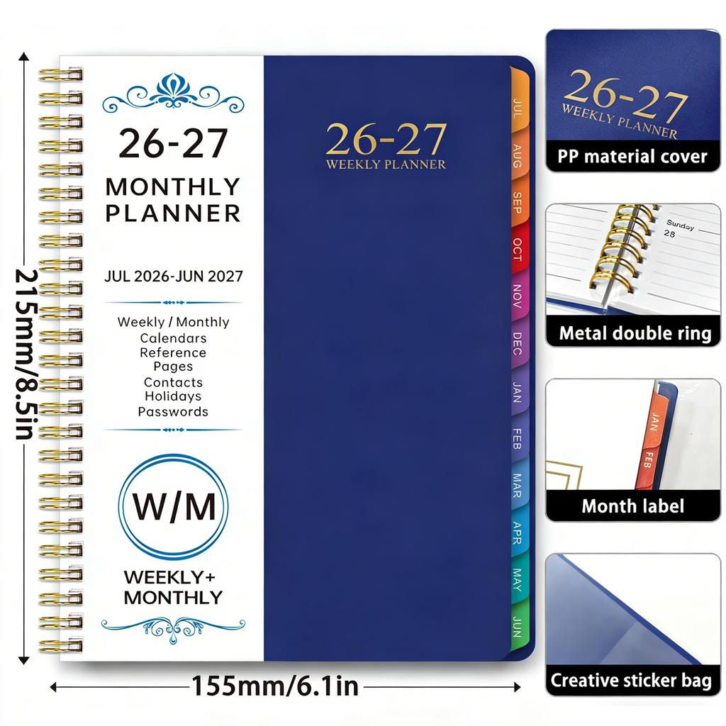 2026 Weekly Monthly Planner Twin Coil Binding 12 Month Weekly Planner For Daily Schedule Priorities Plan Task Management