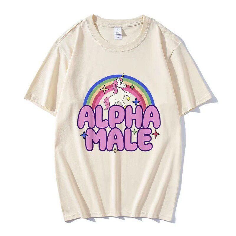 Funny Meme Unicorn Rainbow Graphic Print Tshirt Unisex Women Harajuku Pop Fashion Cotton Summer New Tee Loose Casual Oversized Top
