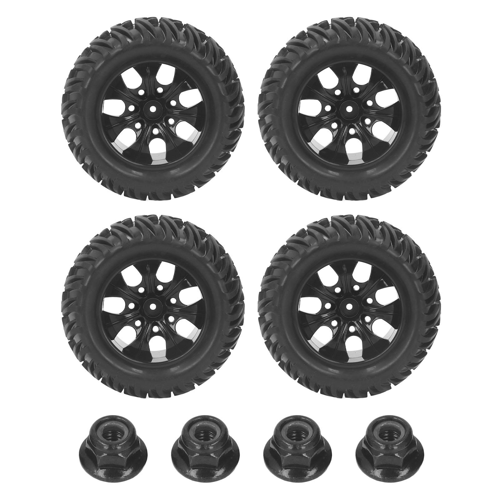 

4Pcs 110 Off Road RC Tires Rubber Tires Plastic Hub Y Pattern 7 Holes RC SUV Wheels with M4 Nuts