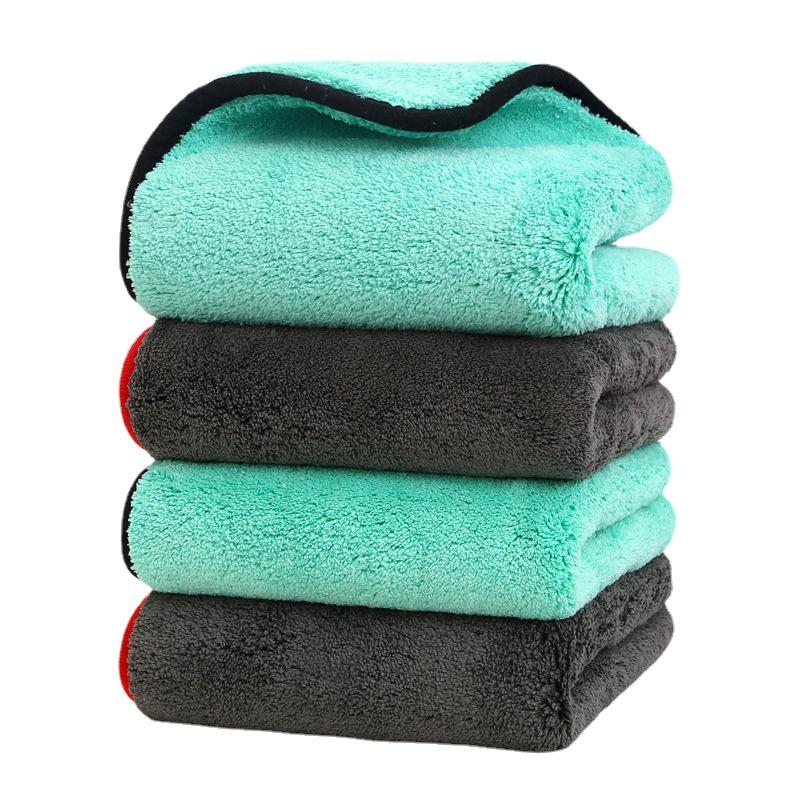 Thickened 1200g Coral Fleece Car Wash Towel - 40x40cm Water Absorbent for Interior Cleaning