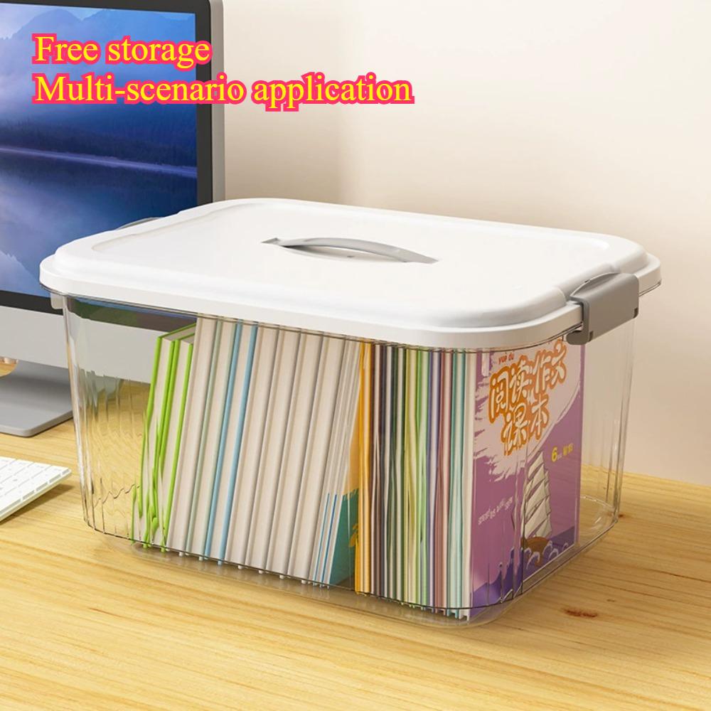 Transparent Storage Box Household Plastic Basket Clothing Classification Box Book Storage Box Medicine Suitcase Home Organizer