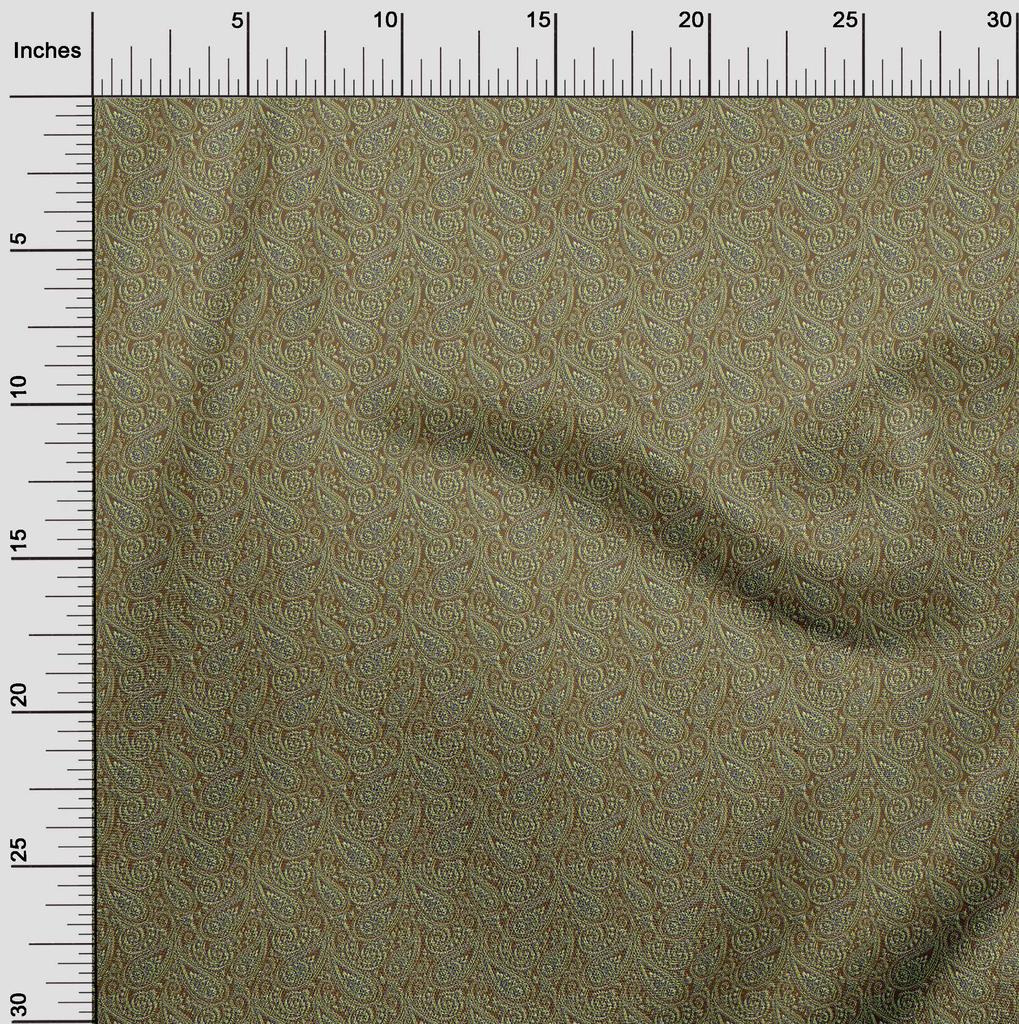 oneOone Cotton Cambric Dark Olive Green2 Fabric Kalamkari Quilting Supplies Print Sewing Fabric By The Yard 42 Inch