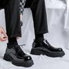 Mens Casual Patent Leather Shoes Lace-up Oxfords Shoe Business Office Formal Dress Black Tide Platform Sneakers Gentle Footwear