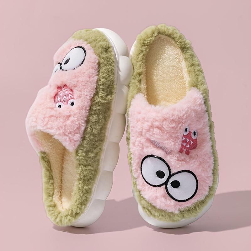 Cute Cartoon Little Winter Plush Slippers with Plush Lining, Autumn/Winter Couple's Slippers, Comfortable and Warm, Indoor Casual Slippers