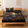 3-Piece Simple Modern Skull Animal Pattern Digital Printing Three Piece Fitted Sheet Set, Bedroom Printed Bed Cover Set, Bedding