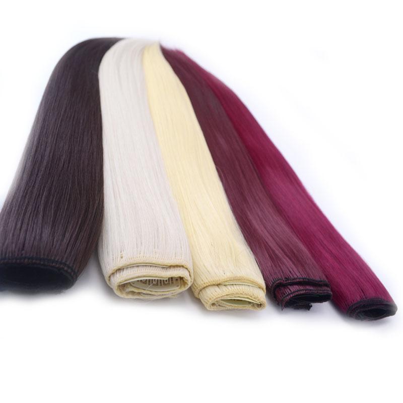 Cabello Liso 5 Clips Extensión de Cabello de Una Pieza Sintético Color Negro Marrón Postizos para Mujer para Uso Diario