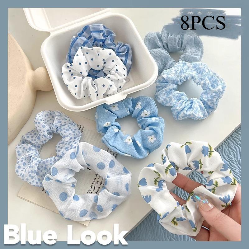 

8PCS large intestine hair band high-grade rubber band hair 2025 new headband head flower female Mori fairy hair accessories headgear hair rope