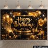 2D Luxury Black Gold Bokeh Birthday Photography Backdrop Banner