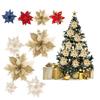 2pcs Christmas Glitter Poinsettia Flowers Xmas Tree Ornaments Home Decorations