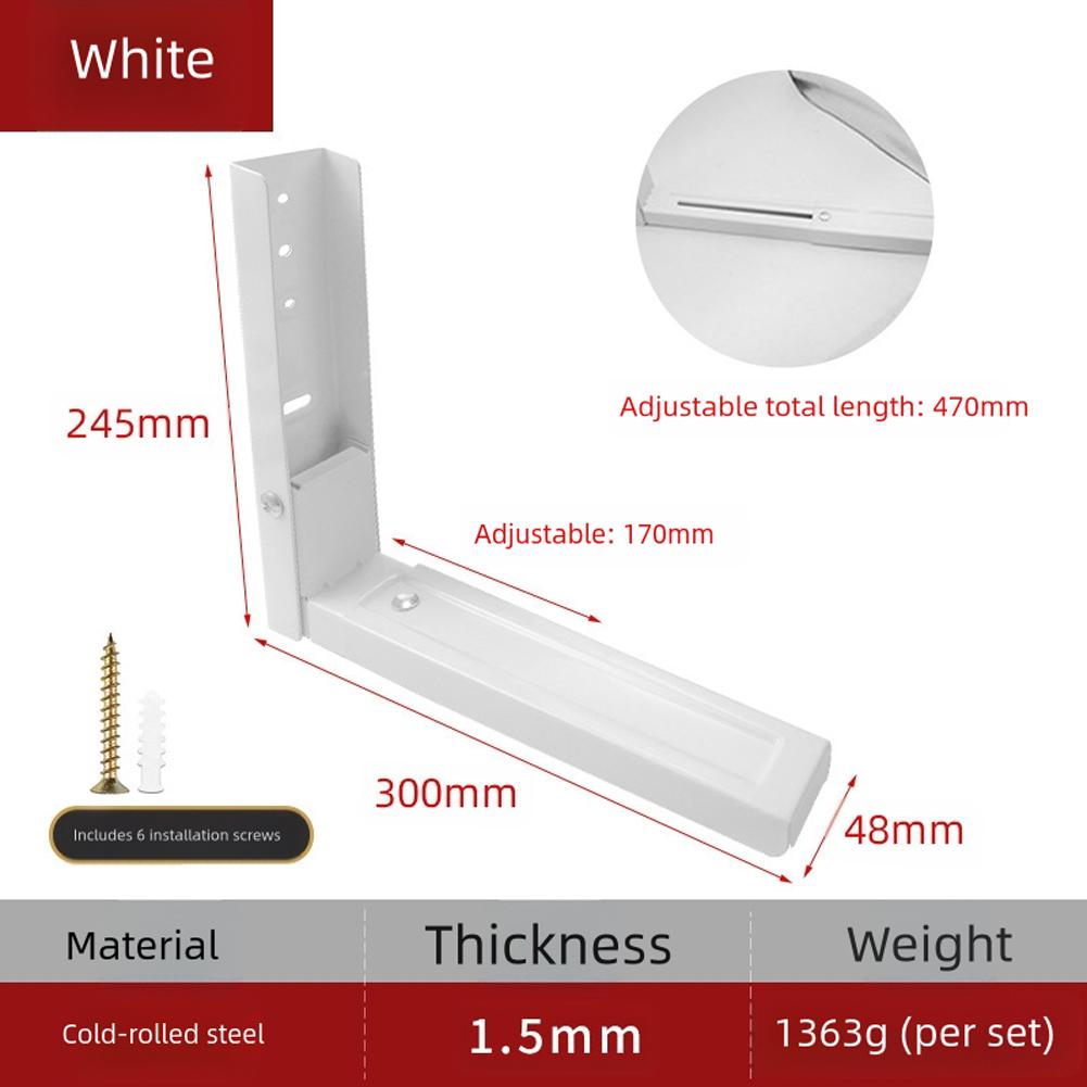 2PCS Stainless Steel Microwave Oven Rack Wall-Mounted Kitchen Shelf Invisible Storage Shelf Telescopic Wall Support Bracket