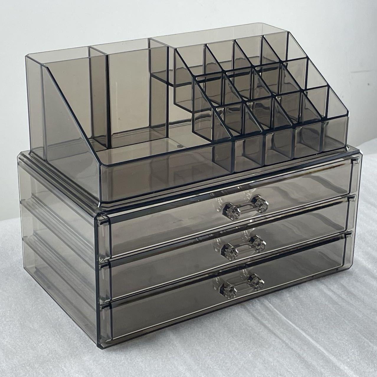 Прозрачный многослойный органайзер для косметики с выдвижными ящиками 23.5x11x13