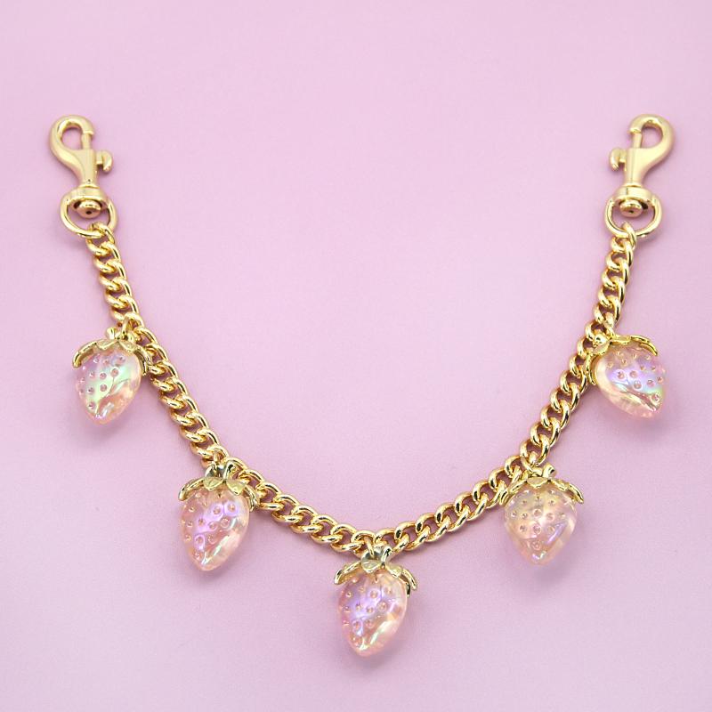 Stylish DIY Bag Chain with Strawberry Cherry Pendant and Detachable Extension for Trendy Bags