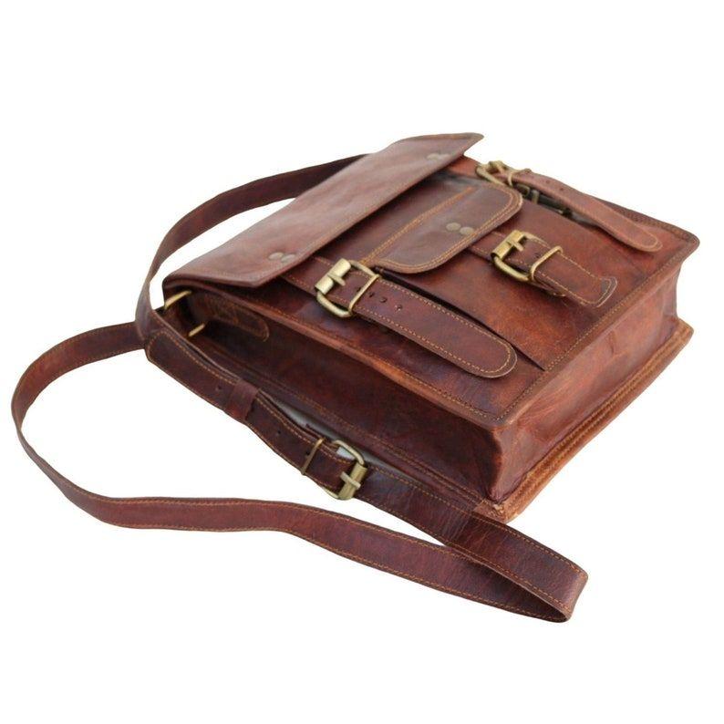 HANDMADE LEATHER SATCHEL, Tall Version Vintage Style