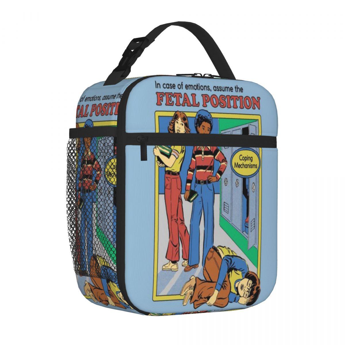Bestselling Assume The Fetal Position Industrial Style Canvas Lunch Bag Fishing Trip Insulated Snack Tote One Size