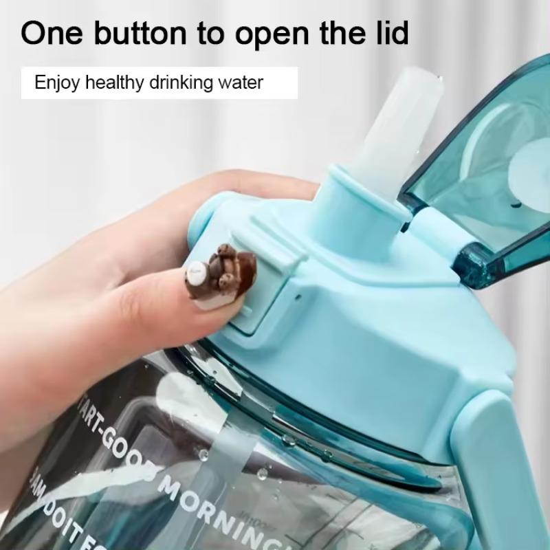 Tragbare Sport-Trinkflasche mit Zeitmarkierung 2l Große Kapazität Wasserbecher Wasserkrug mit Griff