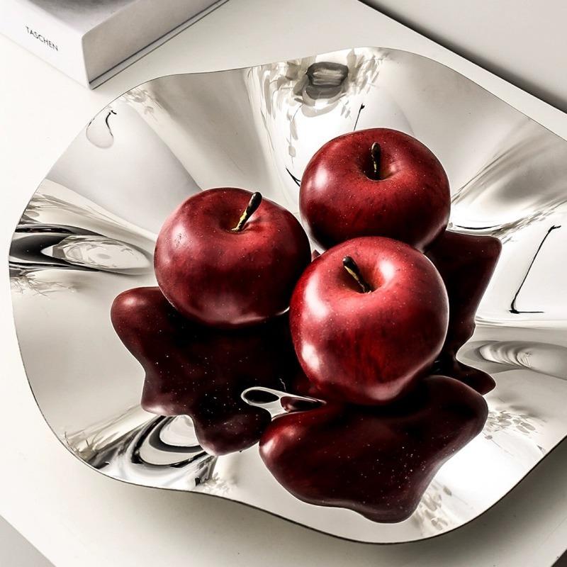 Nordic Fruit Plates Stainless Steel Decorative Plate Petal Ornament Storage Trays Creative Living Room Coffee Table Storage Tray