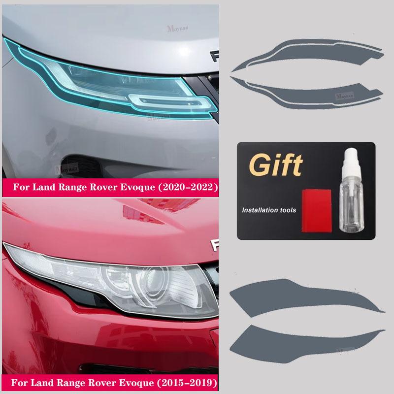 For Land Range Rover Evoque 2015- Car Accessories 2 Pcs Car Headlight Protective Film Headlamp Transparent Black TPU Sticker