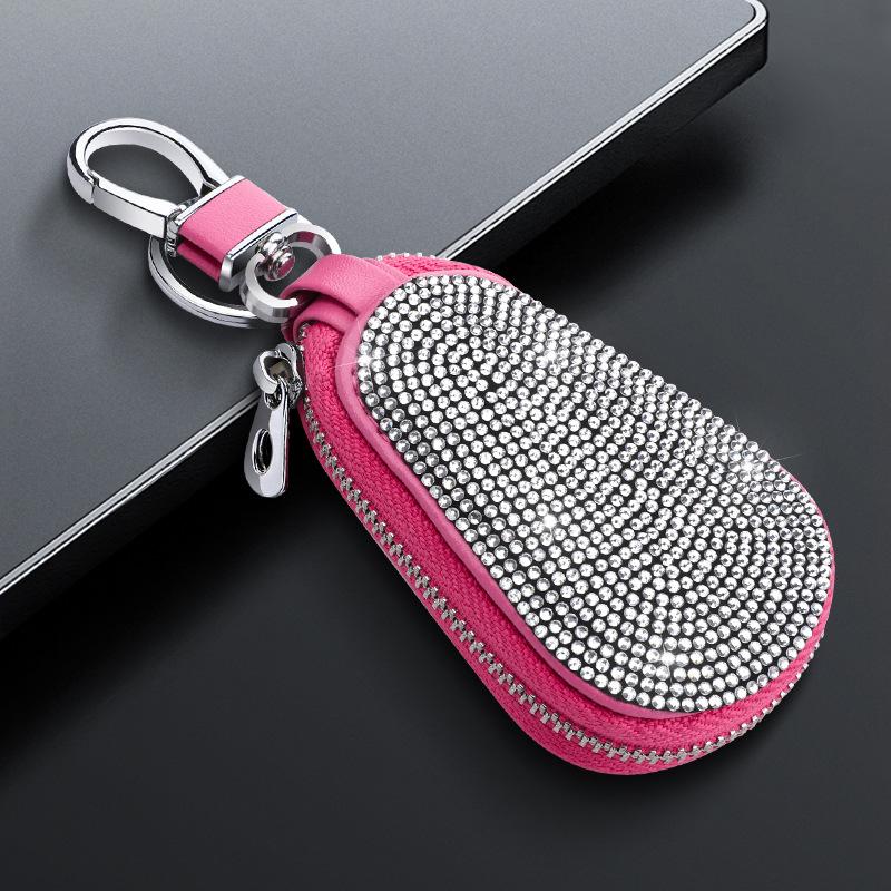 Sparkling Diamond Key Bag with Metal Buckle for Car and Home