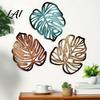Rustikale Holz-Wandskulptur 3 Stück Hohl Tropische Kunst Dekoration Monstera-Blatt Hängendes Schild Dekorative Boho Wohnzimmer Akzente mit Haken