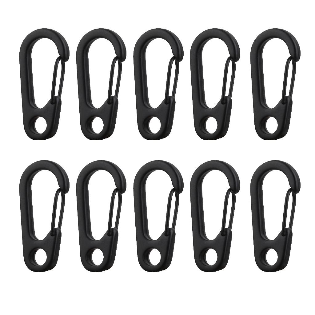 10Pcs Black Alloy Keychain Snap Buckle Carabiner Camping Hiking Spring Hooks