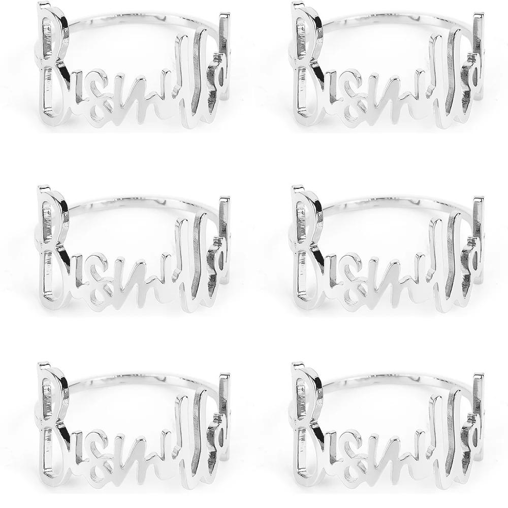 Letter Napkin Ring Wedding Hotel Table Supplies Circle Tableware Silver Gold Letter Ring Party Decoration Gifts Family Gathering