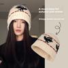 Vintage Jacquard Beanie Hats Wool Outdoor Fleece Sports Hat Fashion Women Fisherman Cap