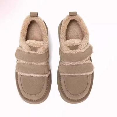 Damen Flache Schneestiefel Winter Neu Runde Zehenpartie Wildleder Dicke Sohlen Weiche Sohlen Rutschfest Abriebfest Niedrig geschnittene Schuhe