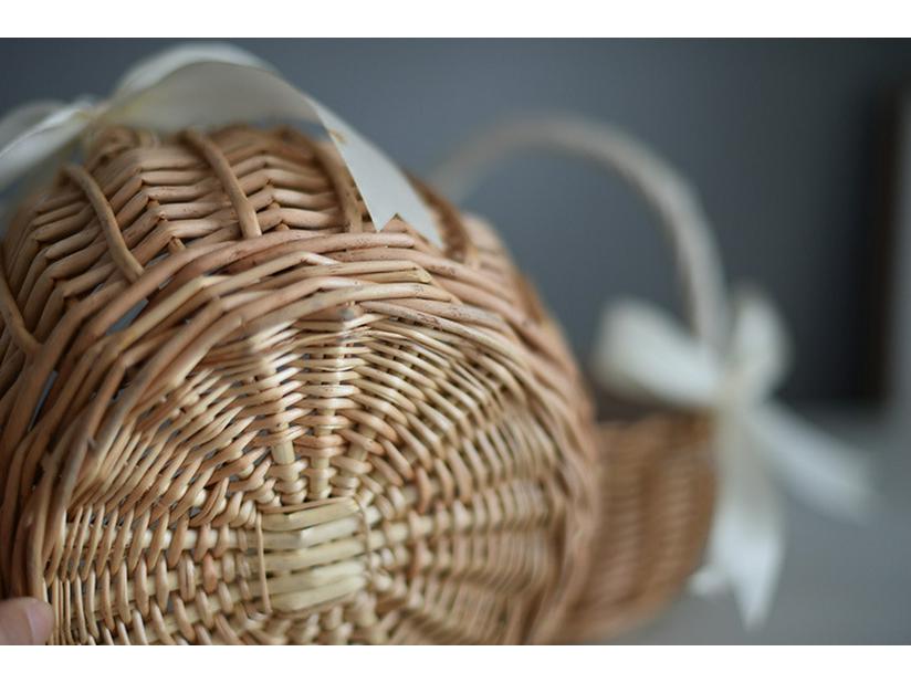 Handmade Bamboo Rattan Flower Basket - Willow Woven for Fresh/Dry Arrangements, Flower Girl Souvenir, or Storage.