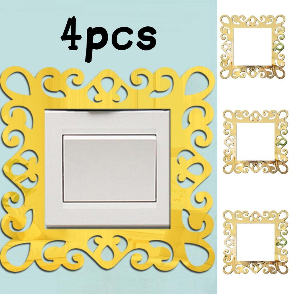 4pcs Self-Adhesive Panels Wall Sticker Acrylic Light Switch Cover Mirror Face Stickers On The Wall Home Decoration Photo Frame S
