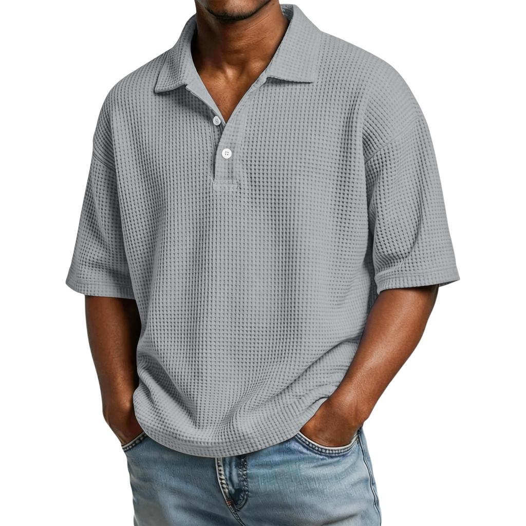 Men's Casual -Weave Collared Workwear Pocket Lightweight Breathable Short-Sleeve Shirt