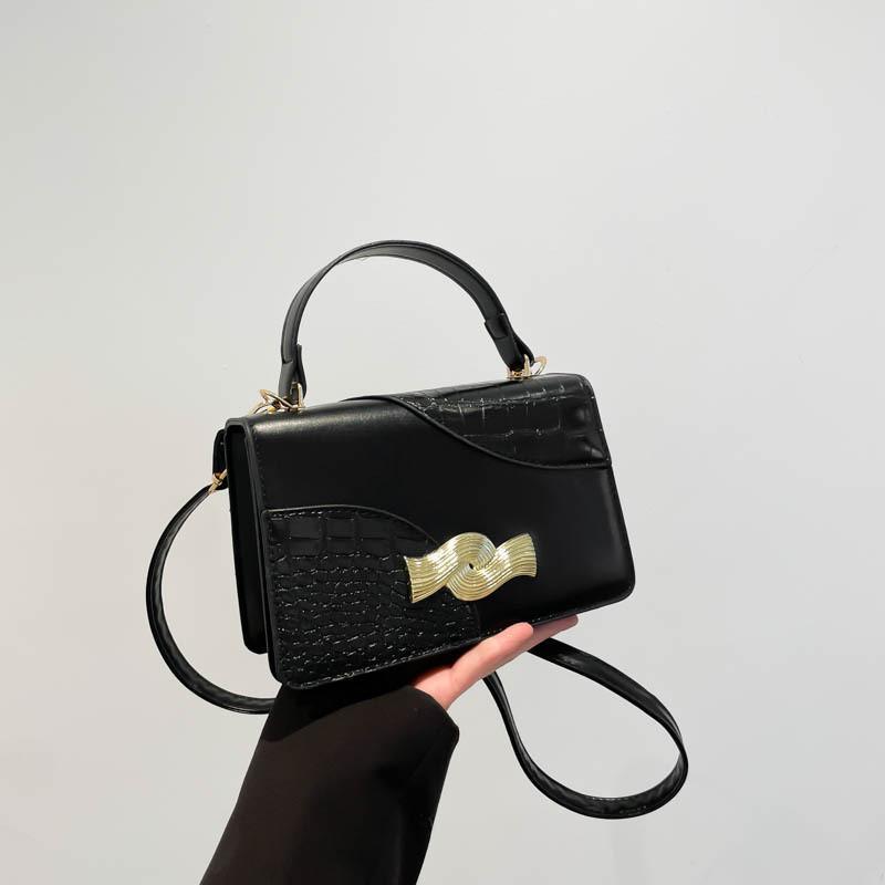 Elegant Pu Leather Mini Square Handbag For Women Charming Retro Shoulder Bag