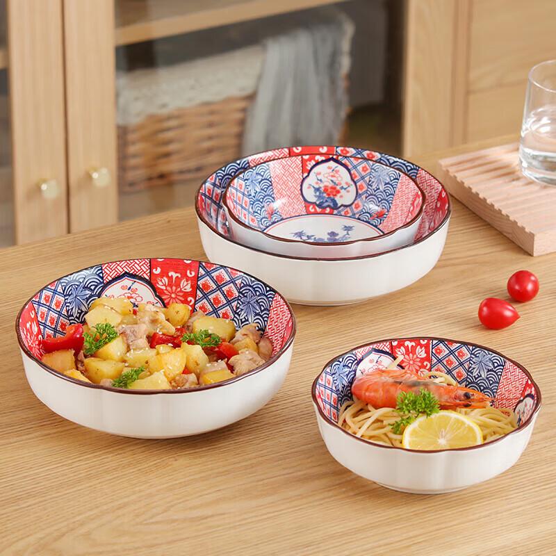 Japanese Style Underglaze Ceramic Noodle Bowl