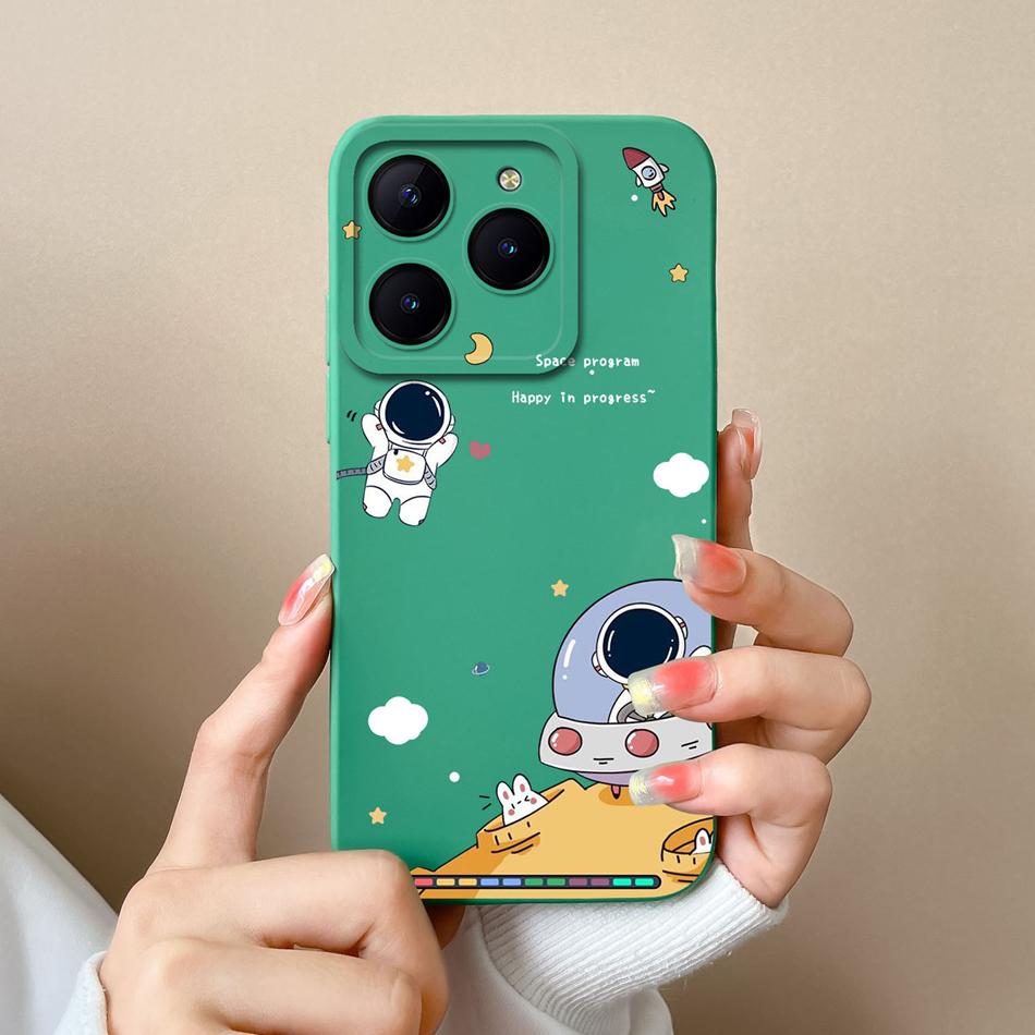 Süßigkeiten-Hülle Für Realme C61 C63 Lustige Astronauten-Flüssigsilikon-Handyhüllen Für Oppo Realme C 63 C 61 Kameraschutz-Rückseite